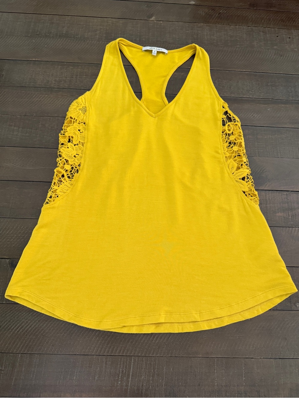 Anthropologie Yellow Crochet-Side Racerback Tank Top - S